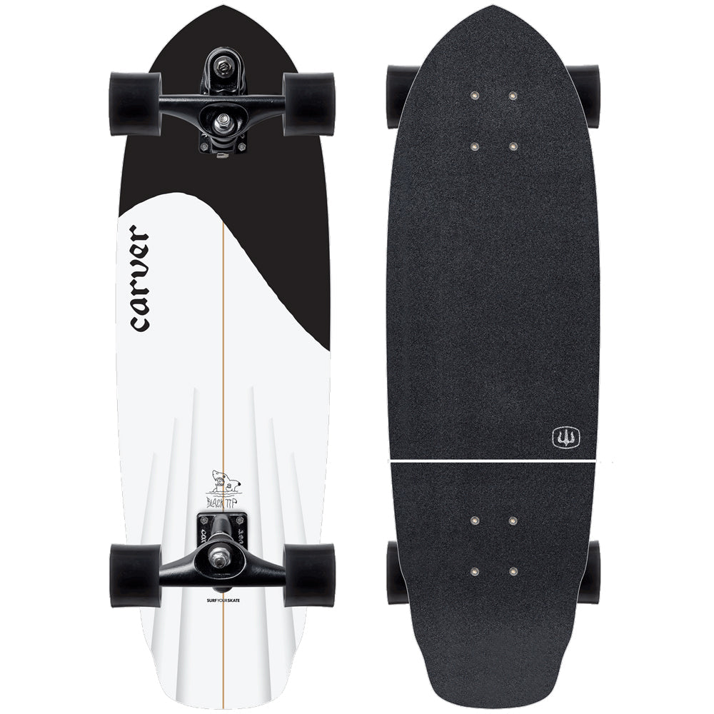 スケートボード Carver Black Tip C7 Raw Surf Skate Carver Skateboards - 32.5